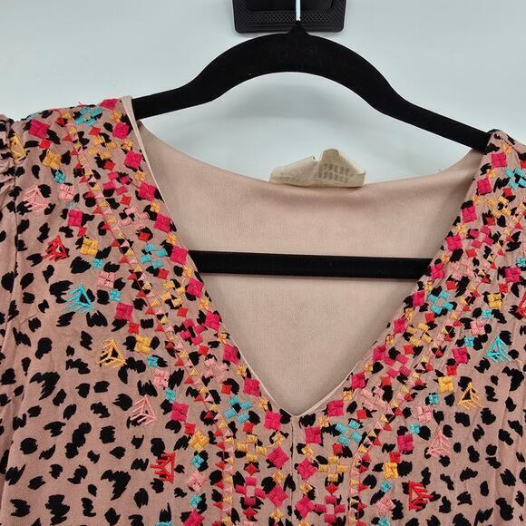 Savanna Jane Women's Boho Peasant Embroidered Detail Spotted Dress Size Large - Picture 4 of 12